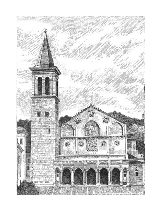 spoleto cattedrale S. Maria assunta disegno china